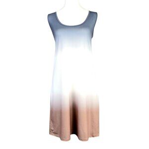 Womens XL Colorblock Ombre Tank Dress Stylish Sleeveless Summer Tunic Round Neck